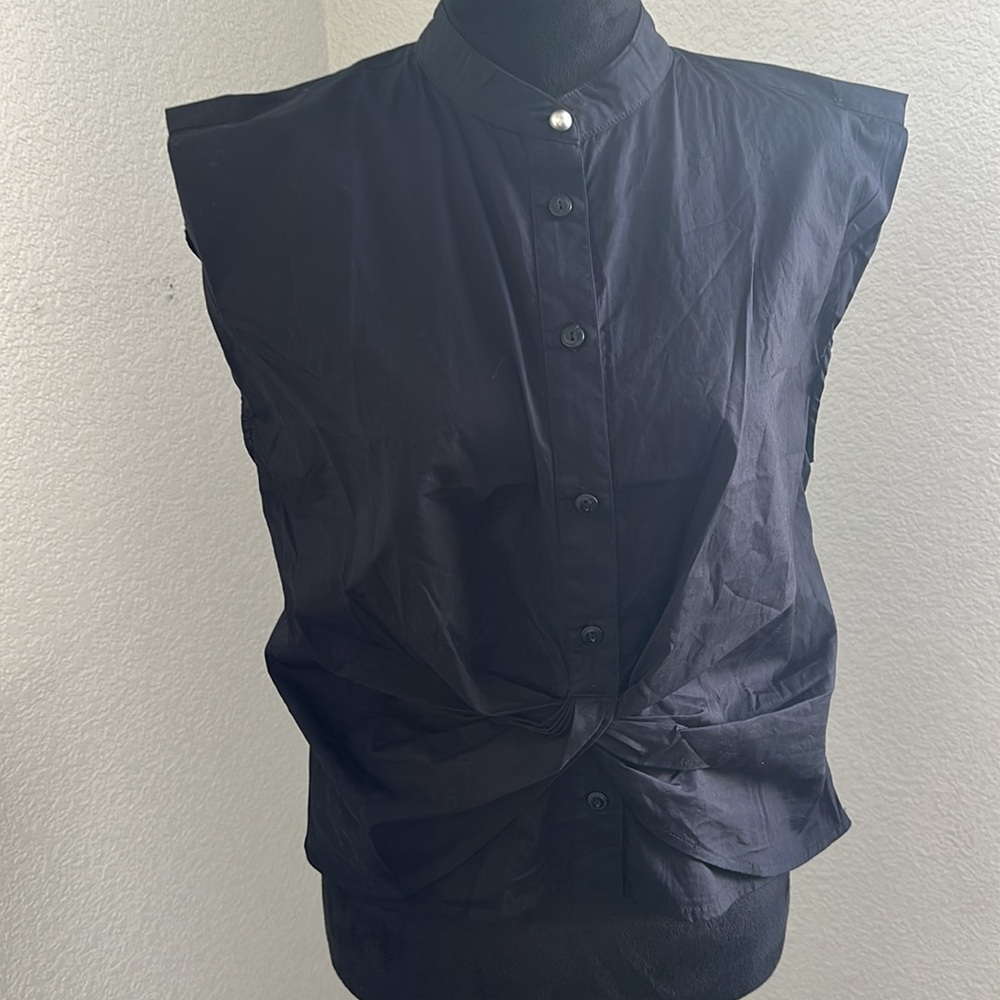 Jason Wu Black Sleeveless Button-Down Shirt - Picture 4 of 8